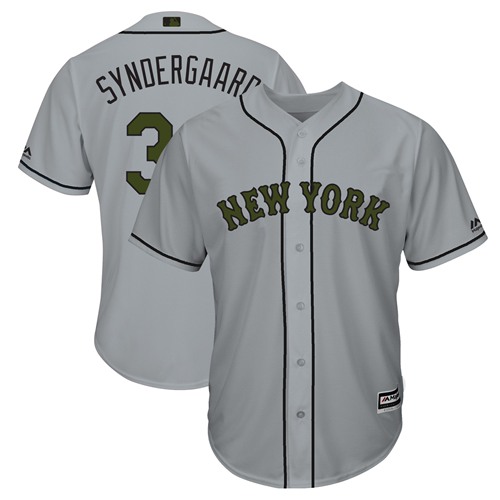 Mets #34 Noah Syndergaard Grey New Cool Base 2018 Memorial Day Stitched MLB Jersey